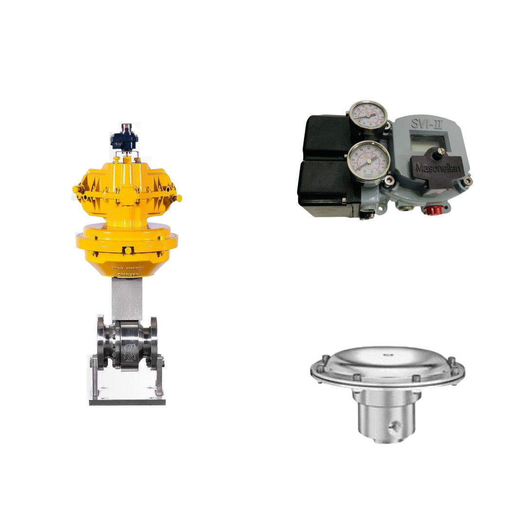 Válvula de controlo pneumática com posicionador Masoneilan SVI2-22123121 e válvula de regulação de pressão Tescom 44-4600