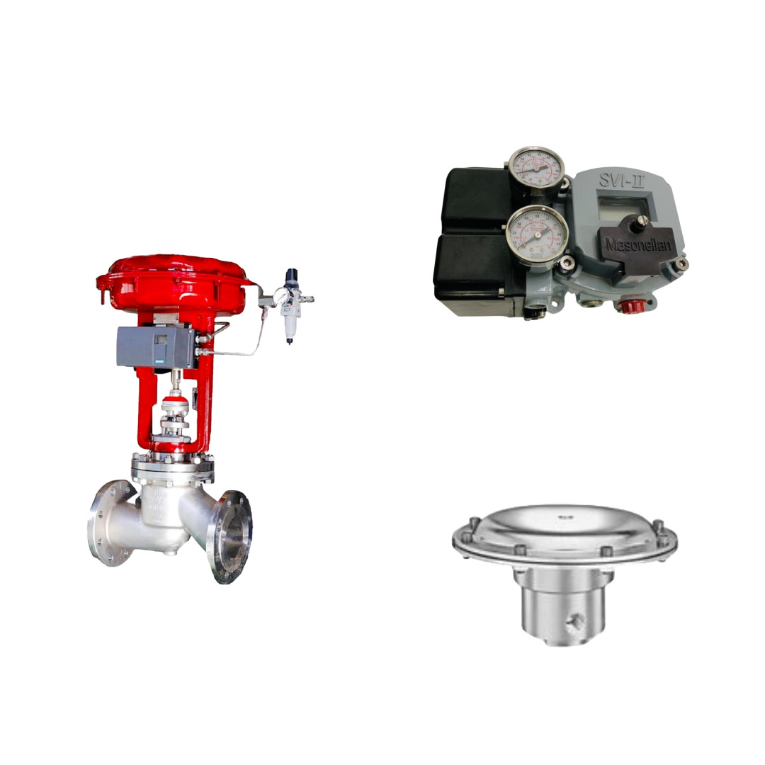 Válvula de controlo pneumática com posicionador Masoneilan SVI2-22123121 e válvula de regulação de pressão Tescom 44-4600