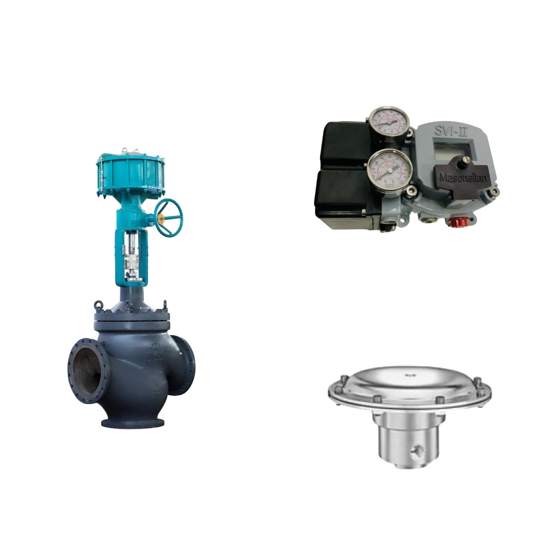 Válvula de controlo pneumática com posicionador Masoneilan SVI2-22123121 e válvula de regulação de pressão Tescom 44-4600