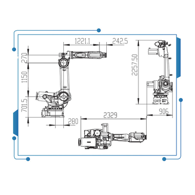 Robô de manipulação resistente industrial China GBS165-K3200 da linha central do robô 6 com prendedor