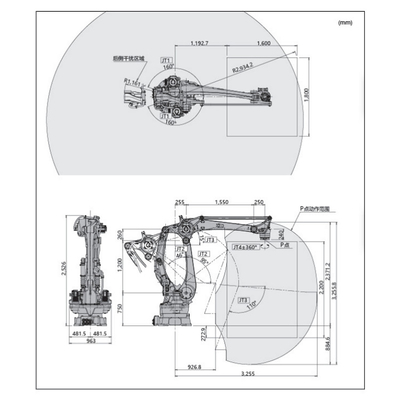 Kawasaki Robot CP500L 6axis com o prendedor para o braço do robô que segura e que Palletizing