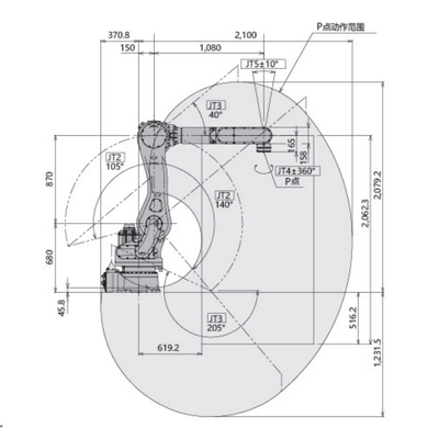 Braço robótico da linha central do Cnc 6 de Kawasaki Robot RD080N para Palletizing com a carga útil 80KG