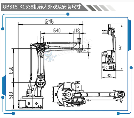 Alcance chinês do braço 1538mm do robô de GBS15-K1538 Palletizer