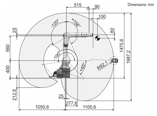 Trilho linear da trilha do robô industrial de GBS KR10 R1100-2 KUKA para o braço do robô de soldadura