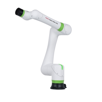 Robô colaborador do cobot CRX-10iA da picareta e do lugar de FANUC com o prendedor do robô do onrobot RG2 RG6