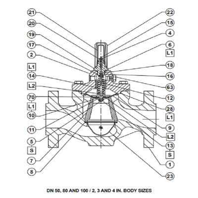 Patim chinês montado com a válvula de controle de regulamento LR125 FISHER Pressure Regulators For Gas