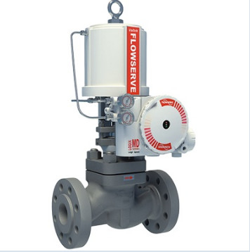 Válvula de controle pneumático branca e vermelha com DM do Positioner UAS Logix 3200 de Flowserve