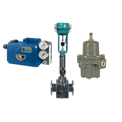 Válvula de controle do fluxo com o regulador do filtro de Fisher 67CFR e o Positioner da válvula de Foxboro SRD991