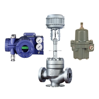 Válvula de controle do fluxo com o regulador do filtro de Fisher 67CFR e o Positioner da válvula de Foxboro SRD960