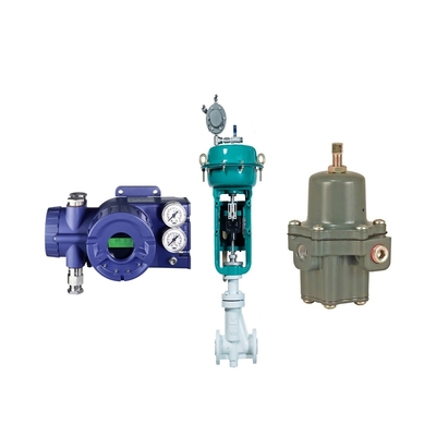 Válvula de controle do fluxo com o regulador do filtro de Fisher 67CFR e o Positioner da válvula de Foxboro SRD960