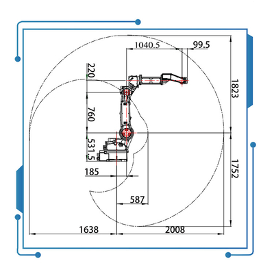 braço do robô do robô da linha central do robô de soldadura GBS6-C2080 do arco da porcelana GBS 6 com a máquina de soldadura de Megmeet CM350