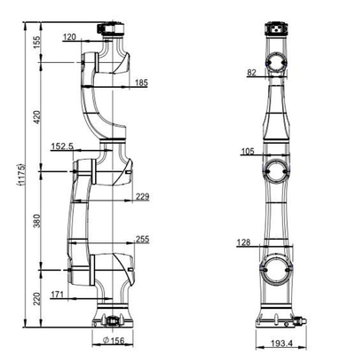 Elfin 5 com carga útil de 5 kg 800 mm alcance e robô-braço cobot como robô colaborativo da China