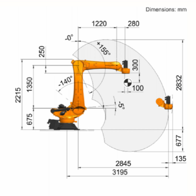 KR 120 R3200 PA Kuka 6 Eixo Braço Robô Industrial Com CNGBS Gripper OEM Como Equipamento de Manuseio de Materiais Robô de Paletização