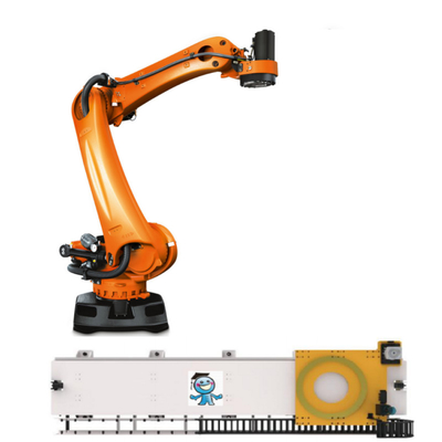 KUKA Robot de paletização KR 240 R3200 PA com trilhos de guia CNGBS como braço robótico industrial de paletização automático