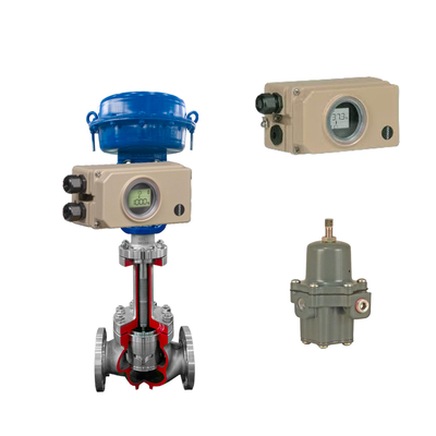 Válvula de controlo de tubos ondulados com Samson Electropneumatic 3730-3 posicionador e Fisher 67CFR regulador de filtro