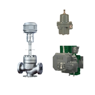 Valva de controlo de alto desempenho com posicionador eletro-pneumático Fisher 3720 e regulador de filtro Fisher 67CFR