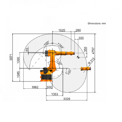 KUKA KR 240 R3330 Robô de paletização com trilho de guia linear CNGBS como carga útil automática de máquina 240kg Braço robótico