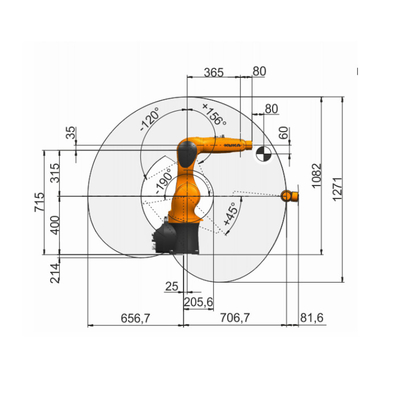 Kuka Industrial Robotic Arm 6 Axis KR 6 R700 Com CNGBS Robot Gripper Para Robot de Manuseio Automatizado