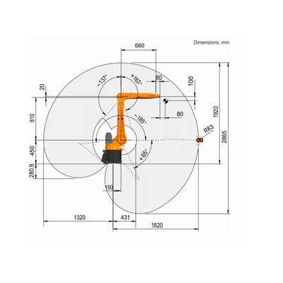 Kuka Industrial Robotic 6 Axis KR 8 R1620 com CNGBS Robot Guide Rail para Manuseio Automatizado