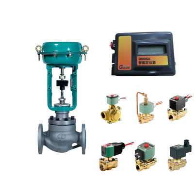 Válvula de controlo com Fisher 3800 como posicionador e válvulas solenoides ASCO série 210
