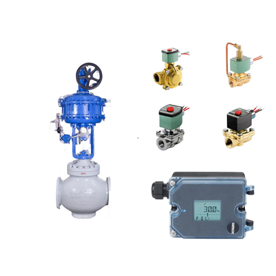 Válvulas de controlo pneumáticos com posicionador electropneumático Samson 3725 e válvulas solenoides ASCO