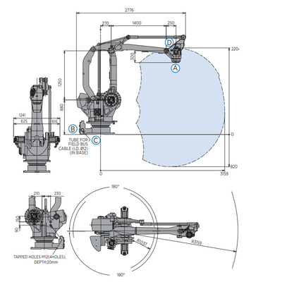 Robô industrial YASKAWA MPL160II com braço robótico com carga útil de 160 kg para paletização