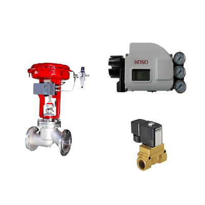 Válvulas de controlo pneumáticos com posicionador de válvula inteligente Koso KGP5000 e válvula solenoide Burkert 5404