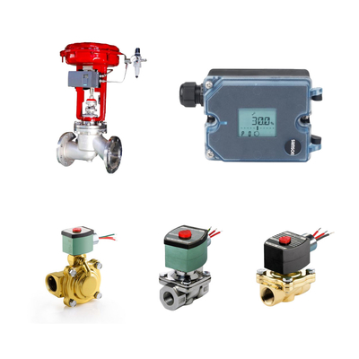 Válvulas de controlo pneumáticos com posicionador electropneumático Samson 3725 e válvulas solenoides ASCO
