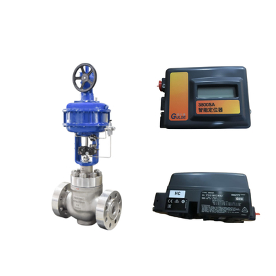 Válvula de controlo com Fisher 3800 como posicionador e válvulas solenoides ASCO série 210