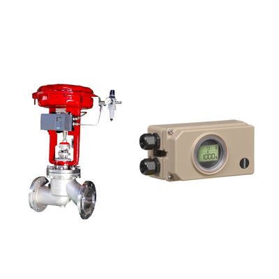 Válvula de controlo de tubos ondulados com Samson Electropneumatic 3730-3 posicionador e Fisher 67CFR regulador de filtro