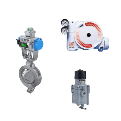 A válvula de controle da China com o posicionador HART Digital Flowserve Logix 3200MD e o regulador de filtros Masoneilan 78-40