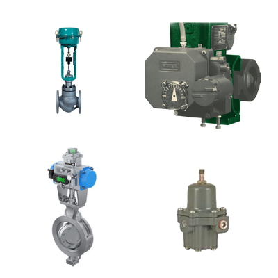Valva de controlo de alto desempenho com posicionador eletro-pneumático Fisher 3720 e regulador de filtro Fisher 67CFR