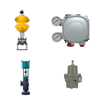Válvula de controlo pneumática com posicionador de válvula digital Masoneilan SVi1000 e regulador de filtro Fisher 67CFR