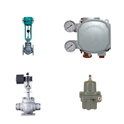 Válvula de controlo pneumática com posicionador de válvula digital Masoneilan SVi1000 e regulador de filtro Fisher 67CFR