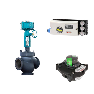 Valva de controlo pneumática com posicionador ABB TZIDC-200 e interruptor de limite de rotor