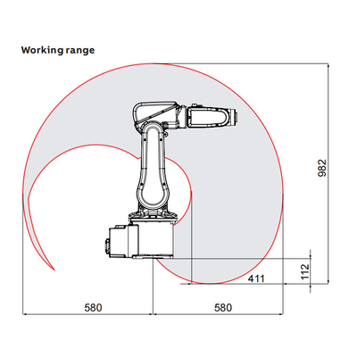ABB IRB120 com braço robótico de 6 eixos e carga útil de 3 kg alcança 580 mm para pegar e colocar como robô de manuseio