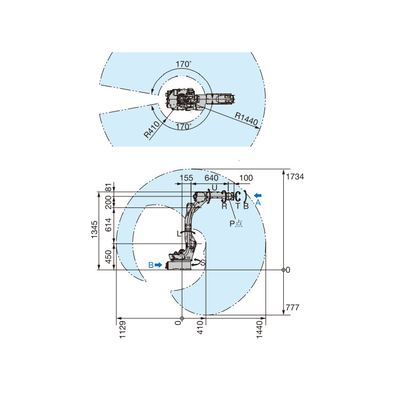 Braço robótico industrial de Yaskawa com carga útil de 12 kg como braço robótico de 6 eixos para escolher e colocar