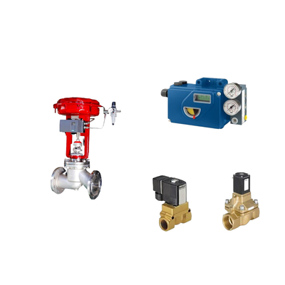 Válvula de controlo pneumática chinesa com posicionador de válvulas Foxboro SRD991 e válvula de solenoide Burkert
