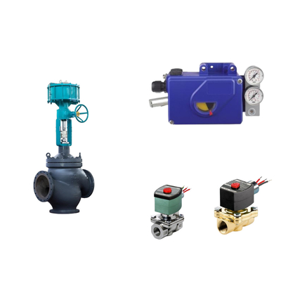 Válvula de controlo pneumática chinesa com posicionador de válvulas Foxboro SRI990 e válvula solenoide ASCO