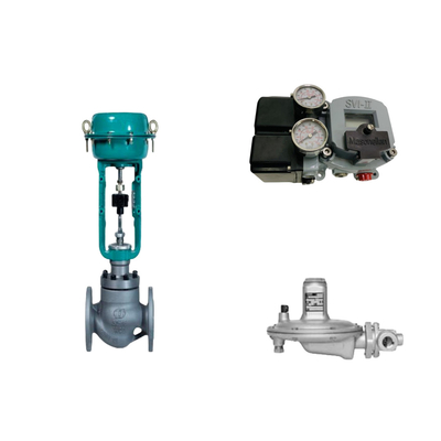 Válvula de controlo pneumático com posicionador de válvulas Masoneilan SVI2-21113111 e válvula de regulação de pressão Fisher T205B