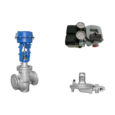 Válvula de controlo pneumático com posicionador de válvulas Masoneilan SVI2-21113111 e válvula de regulação de pressão Fisher T205B