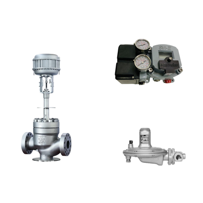 Válvula de controlo pneumático com posicionador de válvulas Masoneilan SVI2-21113111 e válvula de regulação de pressão Fisher T205B
