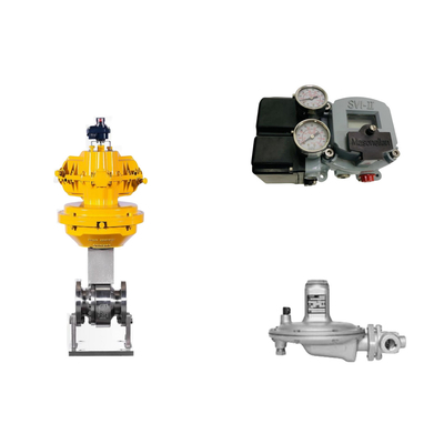 Válvula de controlo pneumático com posicionador de válvulas Masoneilan SVI2-21113111 e válvula de regulação de pressão Fisher T205B