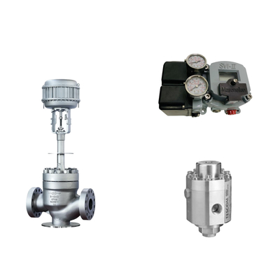 Válvula de controlo pneumática com posicionador Masoneilan SVI2-21123121 e válvula de regulação de pressão Tescom 26-1100