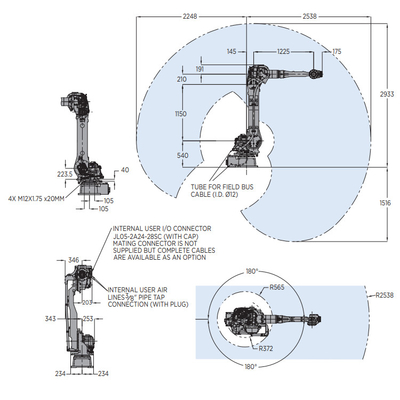 Robô industrial GP35L da YASKAWA com carga útil de 35 kg como braço robótico para manuseio de material