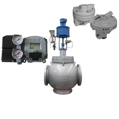 A válvula de controle de aço carbono usa o posicionador de válvulas Masoneilan SVI2-21123111 e os conversores elétricos Fisher846.