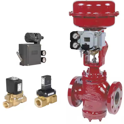Válvula de controlo pneumática com Fish-Er 3582I e regulador Masoneilan e válvula de solenoide Burkert para válvula de esferas em estoque