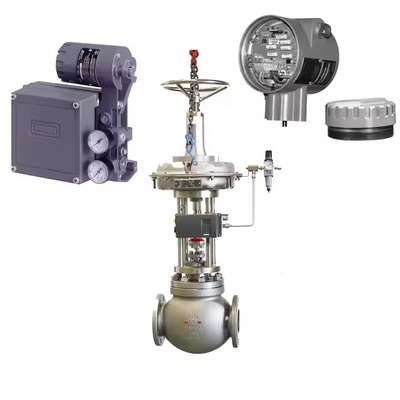 Válvula de controlo pneumático com posicionador eletro-pneumático Fisher 3582i e válvulas solenoides ASCO