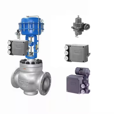 Válvula de controlo pneumático com posicionador eletro-pneumático Fisher 3582i e válvulas solenoides ASCO