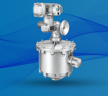 A válvula de regulação de fluxo está equipada com o dispositivo de segurança contra falhas do interruptor do atuador da válvula Auma FQM/FQMEx